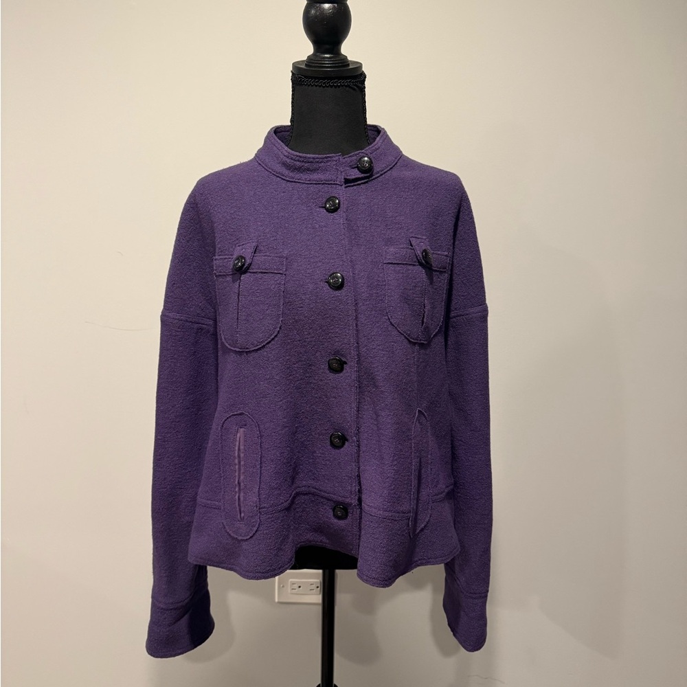 Armani Collezioni Purple Blazer with Button Accents